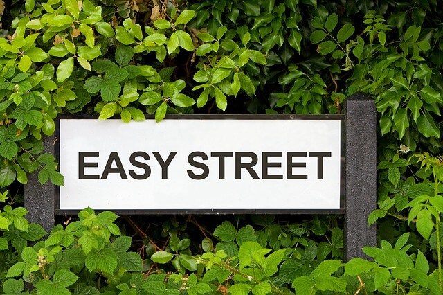 Easy Street Sign in the bushes.